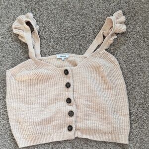 Madewell Beige Knit Crop Top with Buttons